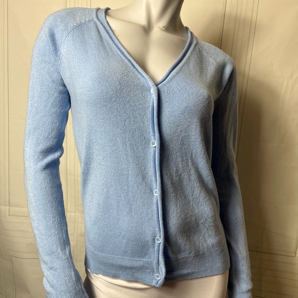 Forever 21 Shy Blue Button Up Sweater